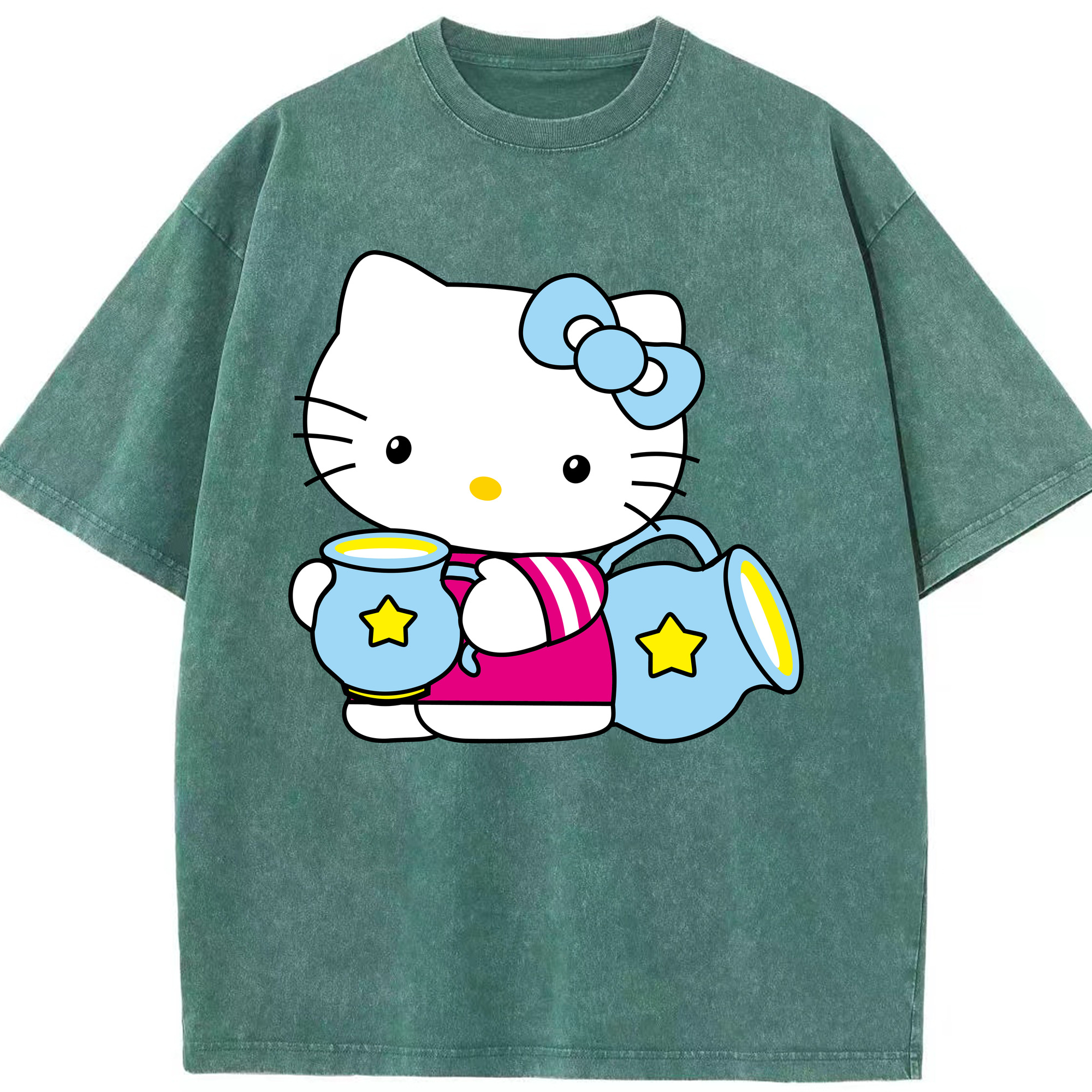 （画像用） Hello Kitty ハローキティ 綿100% ヴィンテージ風 半袖Tシャツ（フロントプリント）